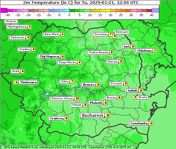 Temperatur, 21. 1. 2025