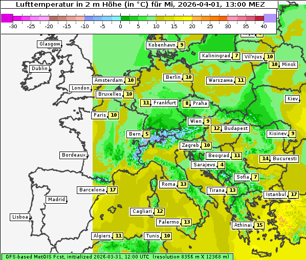 Temperatur, 1. 4. 2026