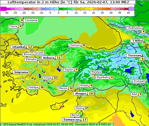 Temperatur, 7. 2. 2026