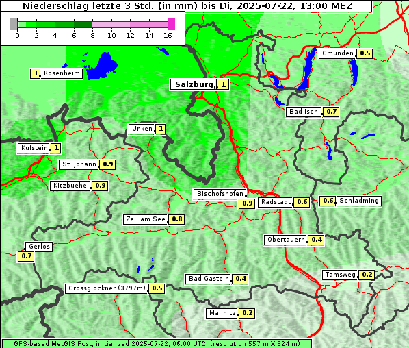 Niederschlag, 22. 7. 2025