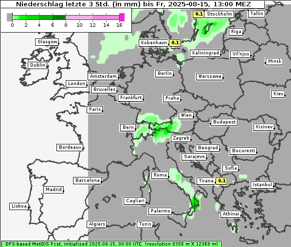 Niederschlag, 15. 8. 2025