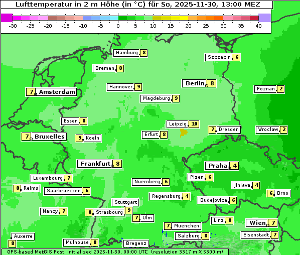 Temperatur, 30. 11. 2025
