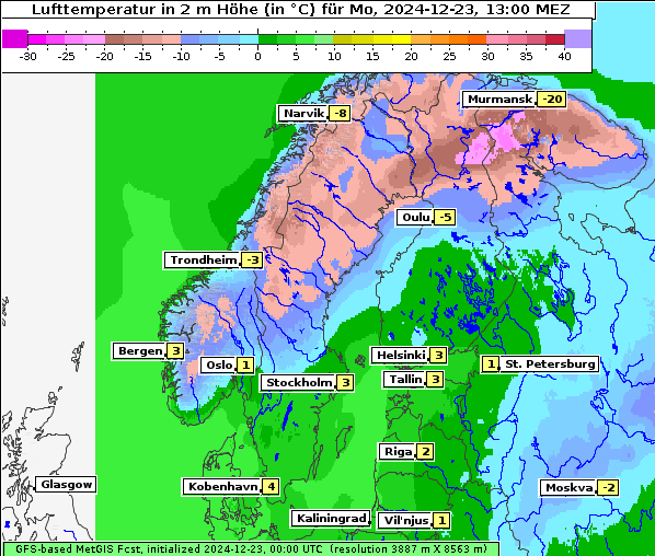 Temperatur, 23. 12. 2024