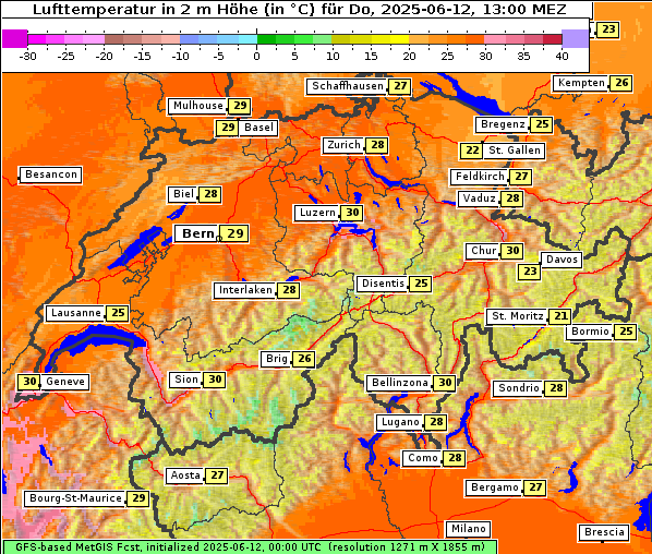 Temperatur, 12. 6. 2025