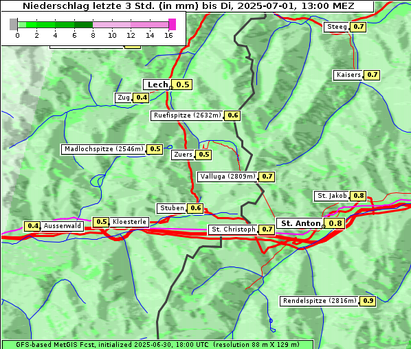 Niederschlag, 1. 7. 2025