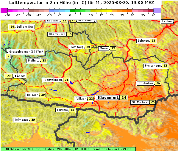 Temperatur, 20. 8. 2025