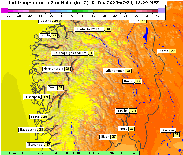 Temperatur, 24. 7. 2025