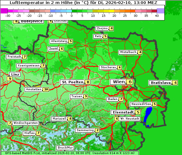 Temperatur, 10. 2. 2026