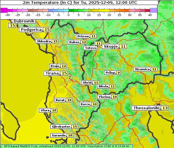 Temperatur, 9. 12. 2025