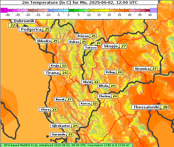 Temperatur, 2. 6. 2025