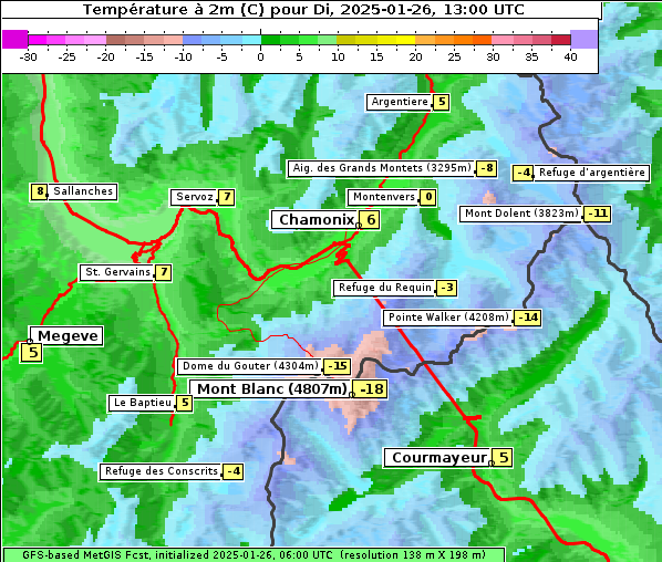 Temperatur, 26. 1. 2025