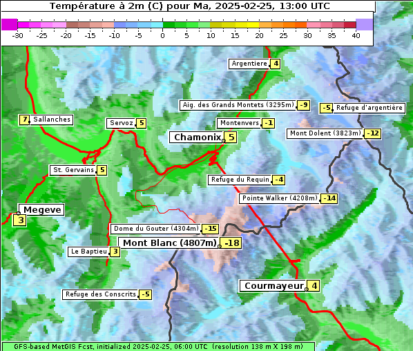 Temperatur, 25. 2. 2025