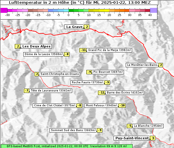 Temperatur, 22. 1. 2025