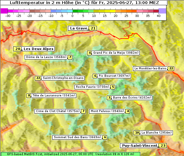 Temperatur, 27. 6. 2025