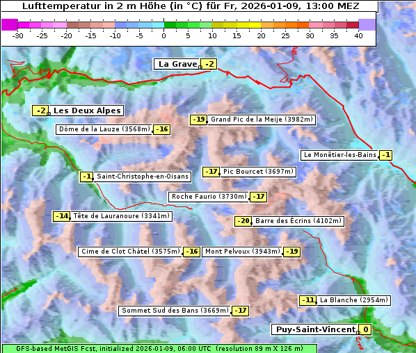 Temperatur, 9. 1. 2026