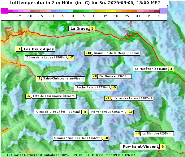 Temperatur, 9. 3. 2025