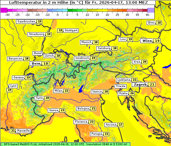 Temperatur, 17. 4. 2026