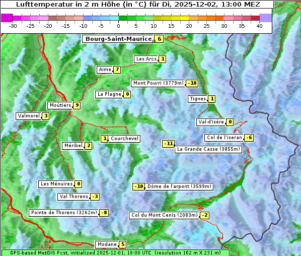 Temperatur, 2. 12. 2025