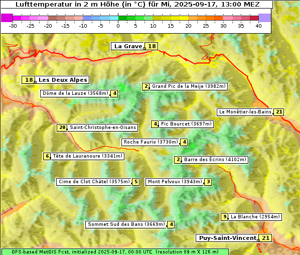 Temperatur, 17. 9. 2025