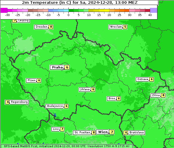 Temperatur, 28. 12. 2024