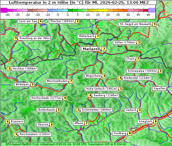 Temperatur, 25. 2. 2026