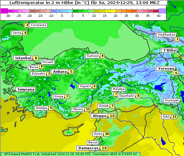 Temperatur, 29. 12. 2024