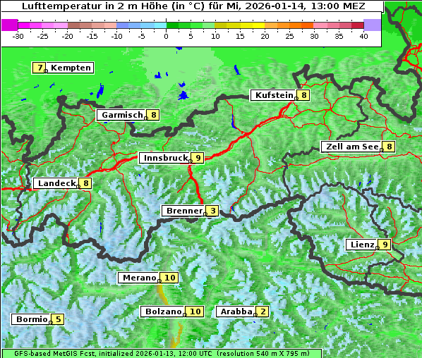 Temperatur, 14. 1. 2026