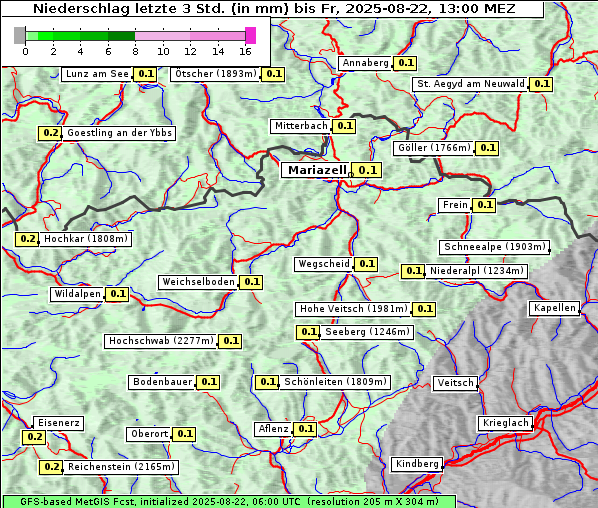 Niederschlag, 22. 8. 2025