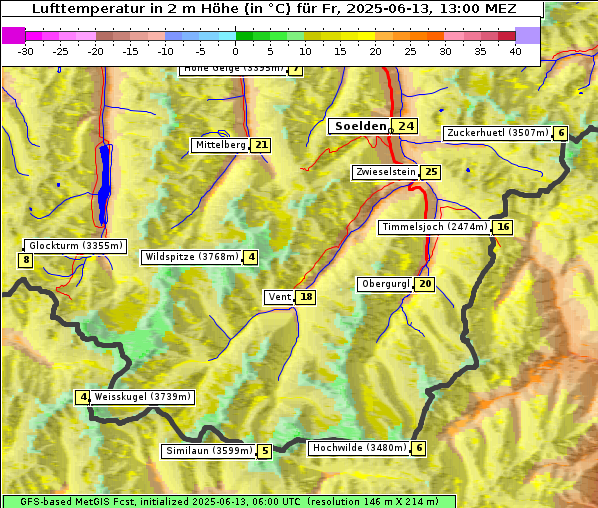 Temperatur, 13. 6. 2025