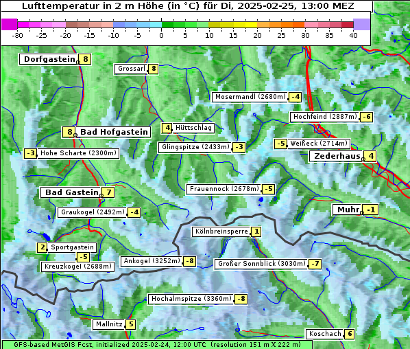 Temperatur, 25. 2. 2025