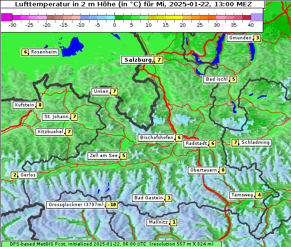 Temperatur, 22. 1. 2025