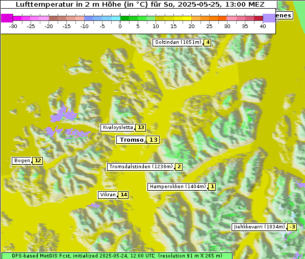 Temperatur, 25. 5. 2025