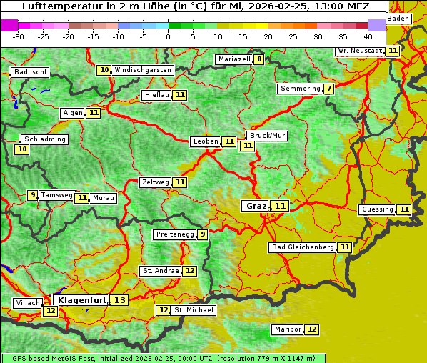 Temperatur, 25. 2. 2026