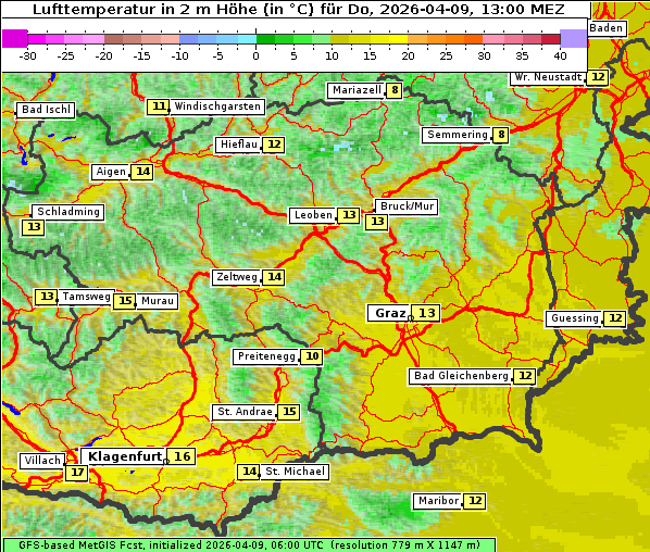 Temperatur, 9. 4. 2026