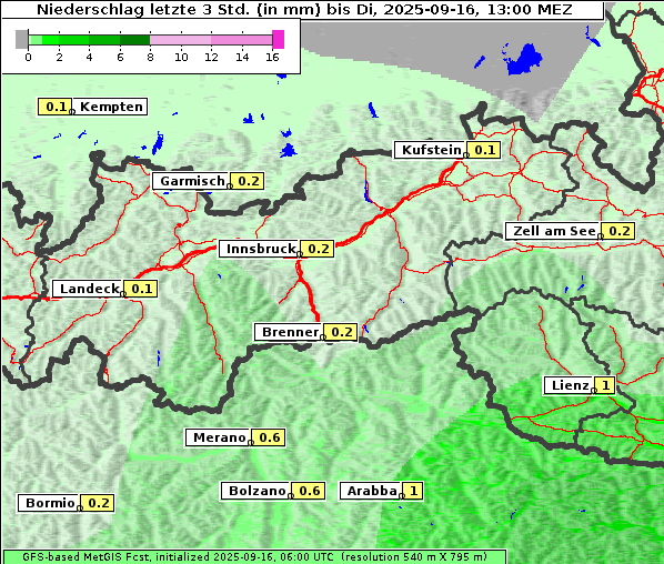 Niederschlag, 16. 9. 2025