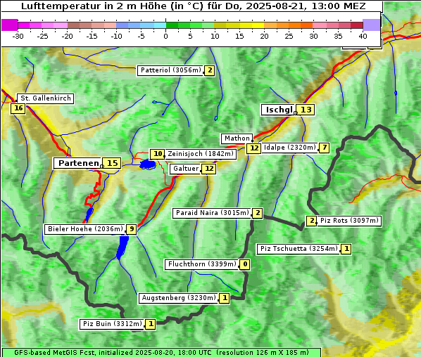 Temperatur, 21. 8. 2025