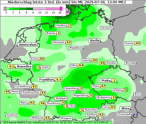 Niederschlag, 30. 7. 2025