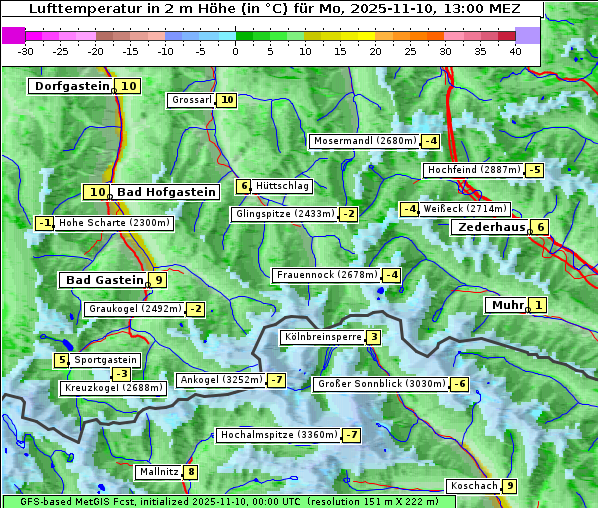 Temperatur, 10. 11. 2025