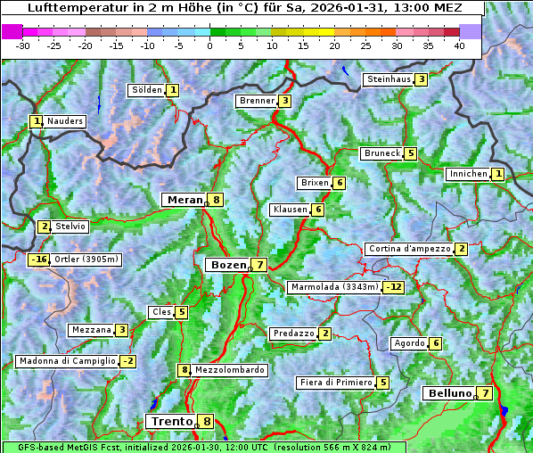 Temperatur, 31. 1. 2026