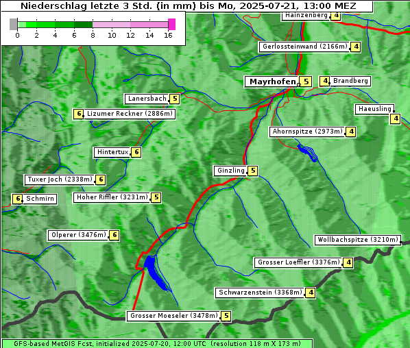 Niederschlag, 21. 7. 2025