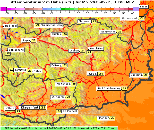 Temperatur, 15. 9. 2025