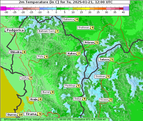 Temperatur, 21. 1. 2025