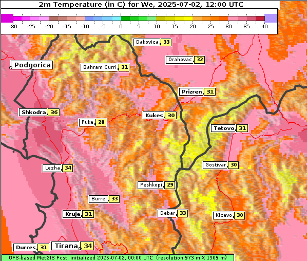 Temperatur, 2. 7. 2025