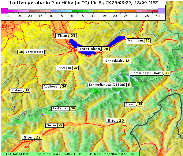 Temperatur, 22. 8. 2025