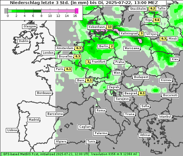 Niederschlag, 22. 7. 2025