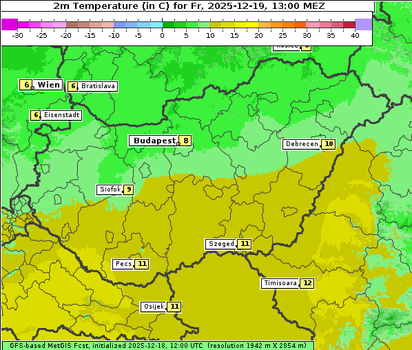 Temperatur, 19. 12. 2025