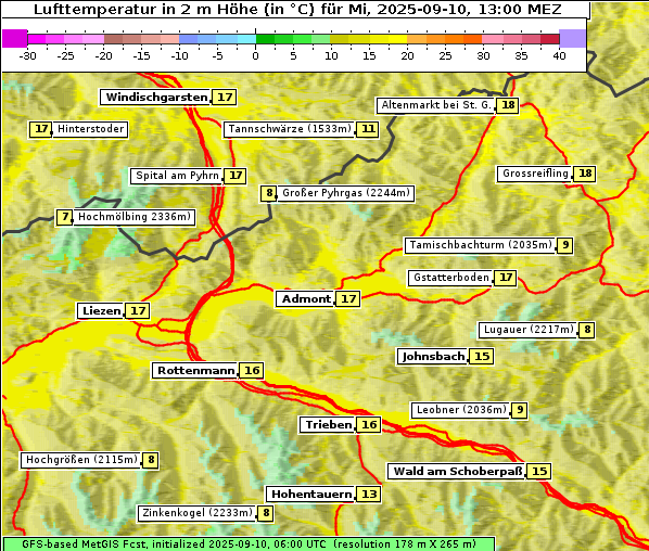 Temperatur, 10. 9. 2025