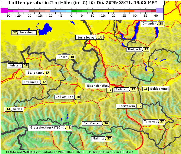 Temperatur, 21. 8. 2025