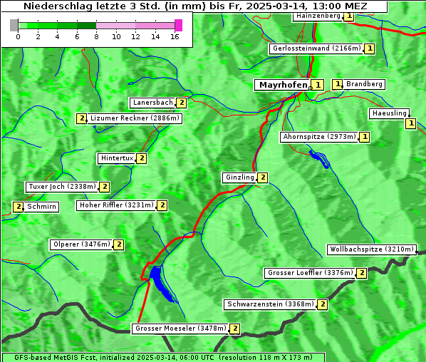 Niederschlag, 14. 3. 2025