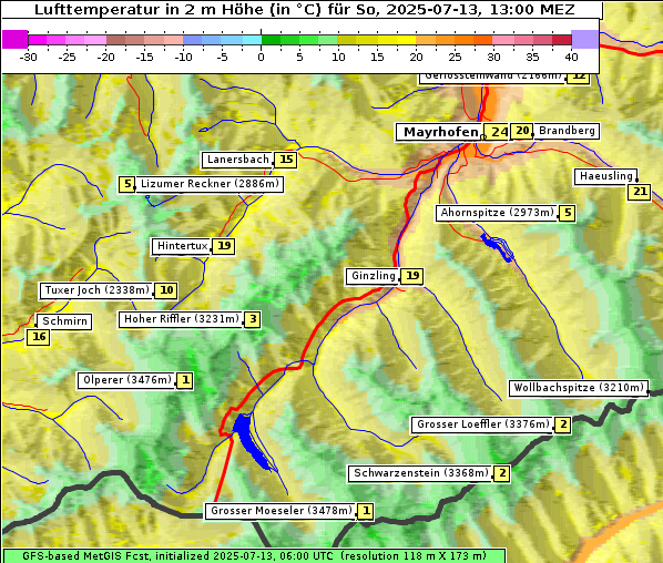 Temperatur, 13. 7. 2025